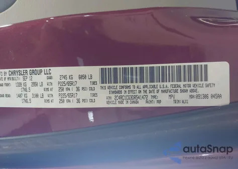 2013 Chrysler Town & Country Touring-L z USA, uszkodzony, nr VIN 2C4RC1CG3DR541472